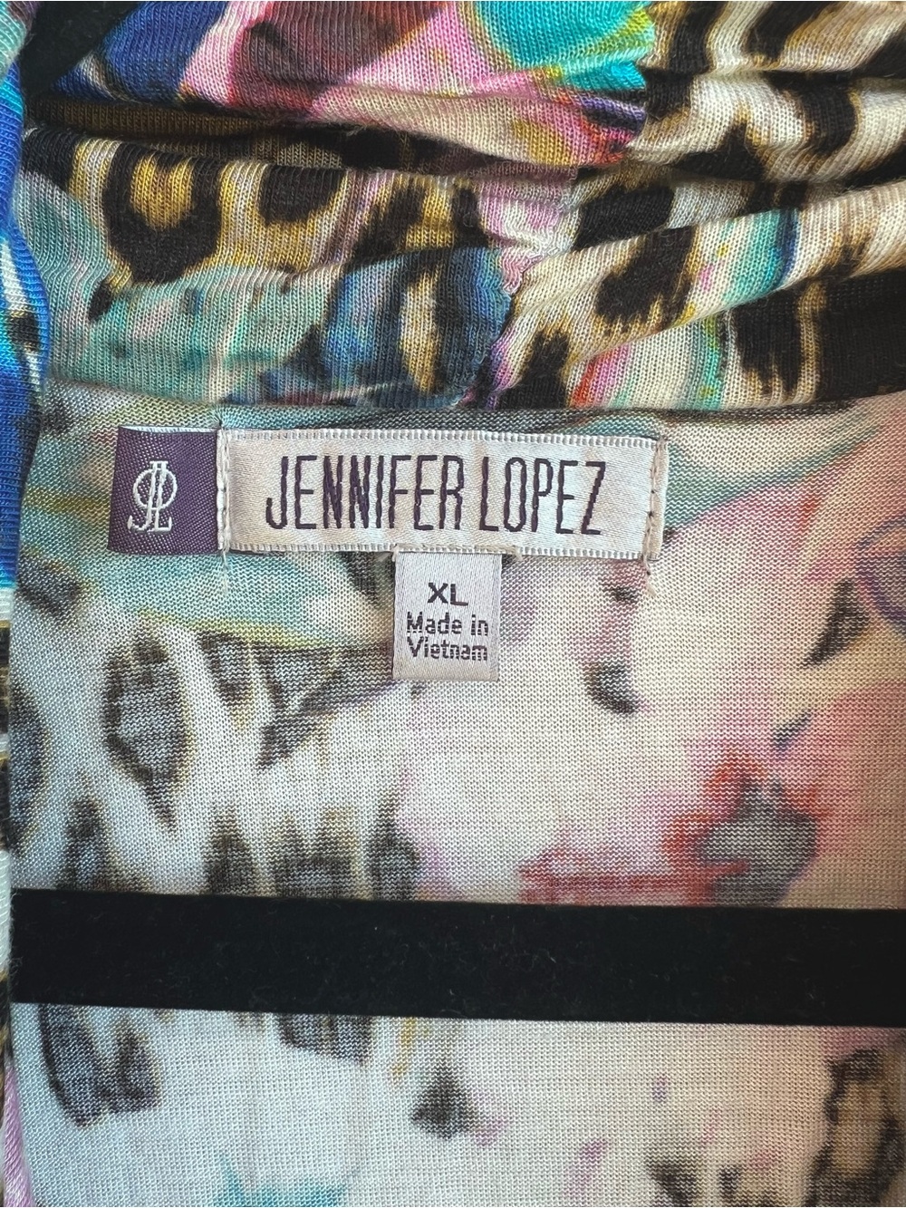 Jennifer Lopez Y2K Aesthetic Leopard Floral Draped Sleeveless Top - Multicolor - Picture 4 of 8